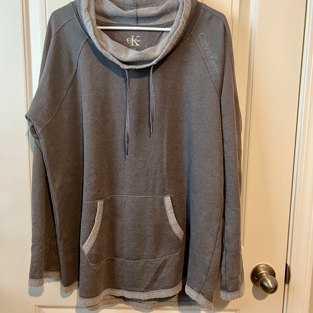 Womens Calvin Klein gray pullover cowl neck sweater